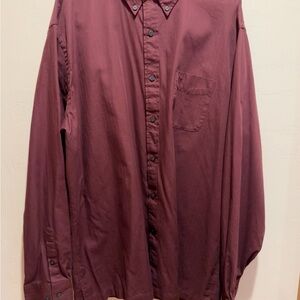 Dockers Men's Casual Burgundy Button Down Shirt